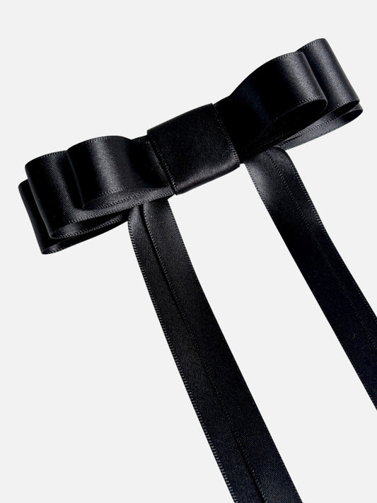 Black Satin Hair Bow