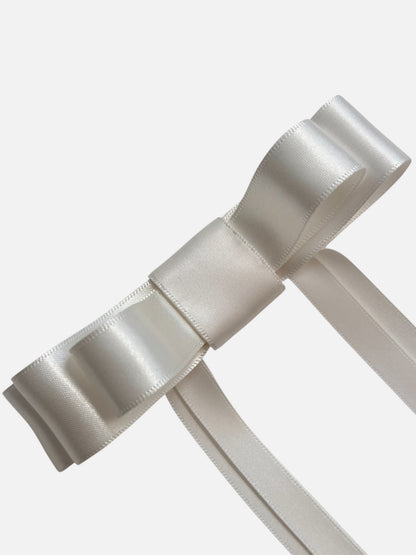 Ivory Satin Hair Bow