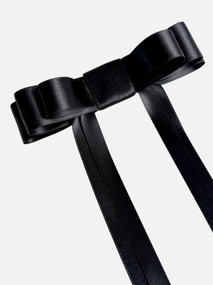 Black Satin Hair Bow